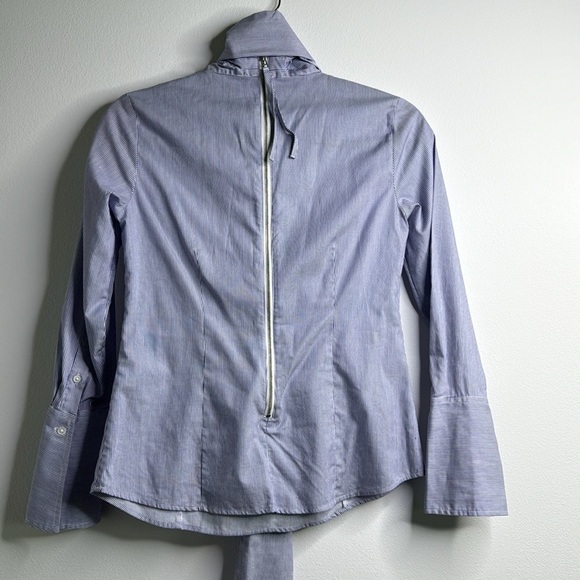 Banana Republic Bow Tie Shirt Blue and White Size 0P - Picture 6 of 7